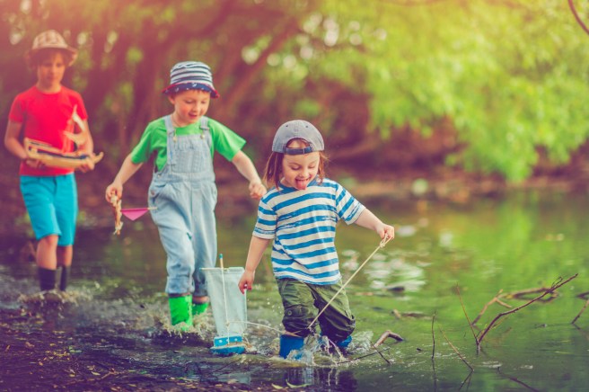 Children with toy ship